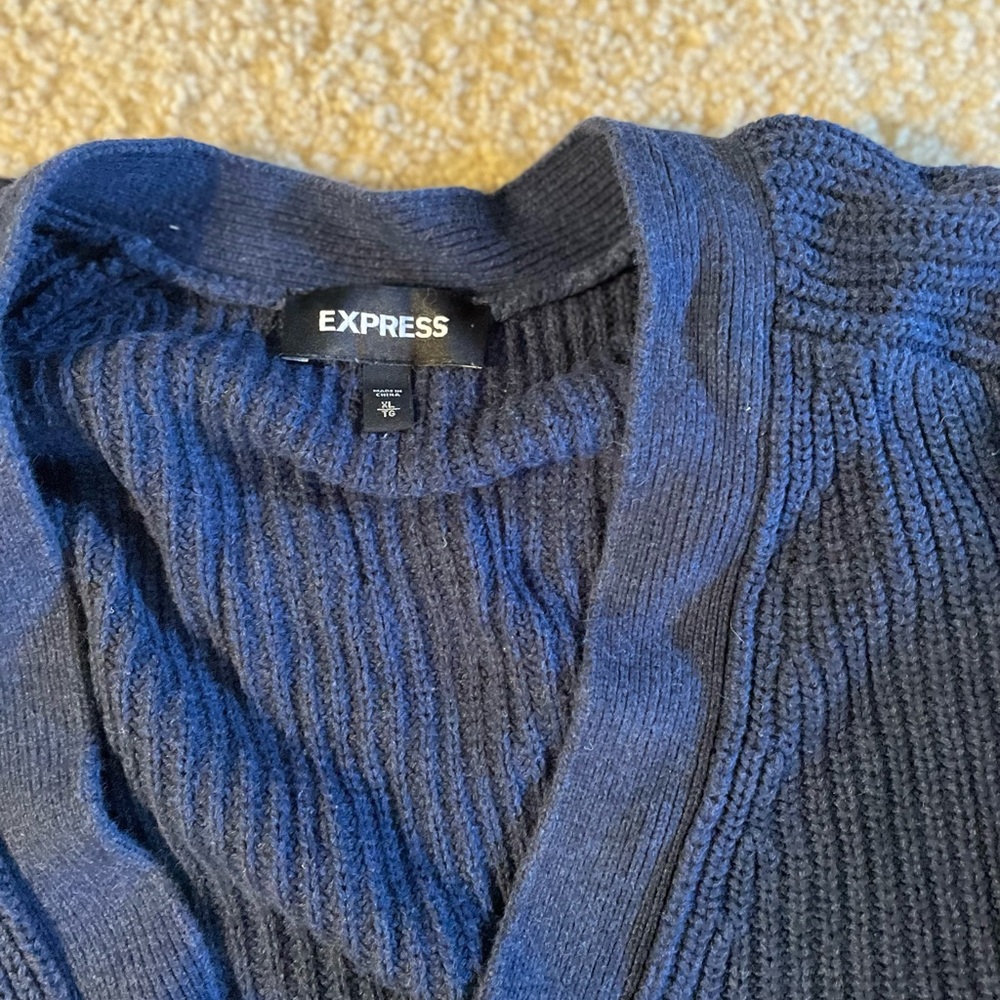 Express Navy Cardigan with Yellow Stripes - Picture 4 of 4